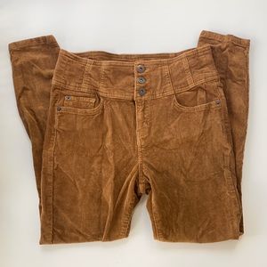 High Rise skinny corduroy pants orangey/beige